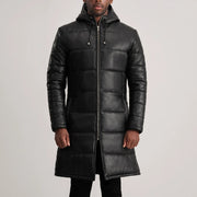 
Detailansicht of Hooded & Zipper Hardware on Floyd Tan Hooded Leather Puffer Coat