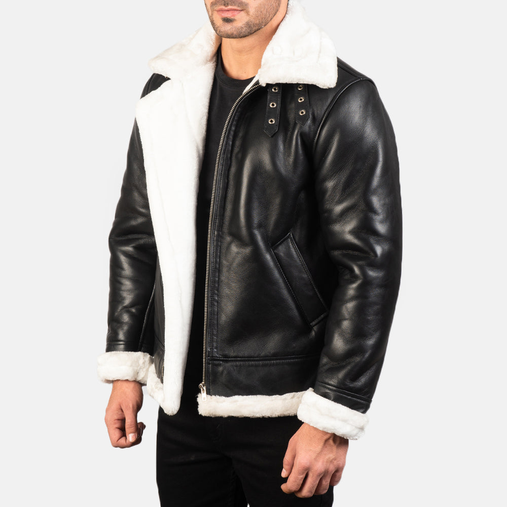 
Francis B-3 Schwarz Leder-Bomberjacke für Herren – alternate product view 2