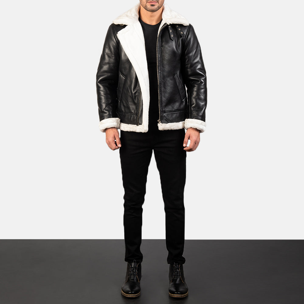 
Francis B-3 Schwarz Leder-Bomberjacke für Herren – alternate product view 3