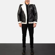 
Francis B-3 Schwarz Leder-Bomberjacke für Herren – alternate product view 3
