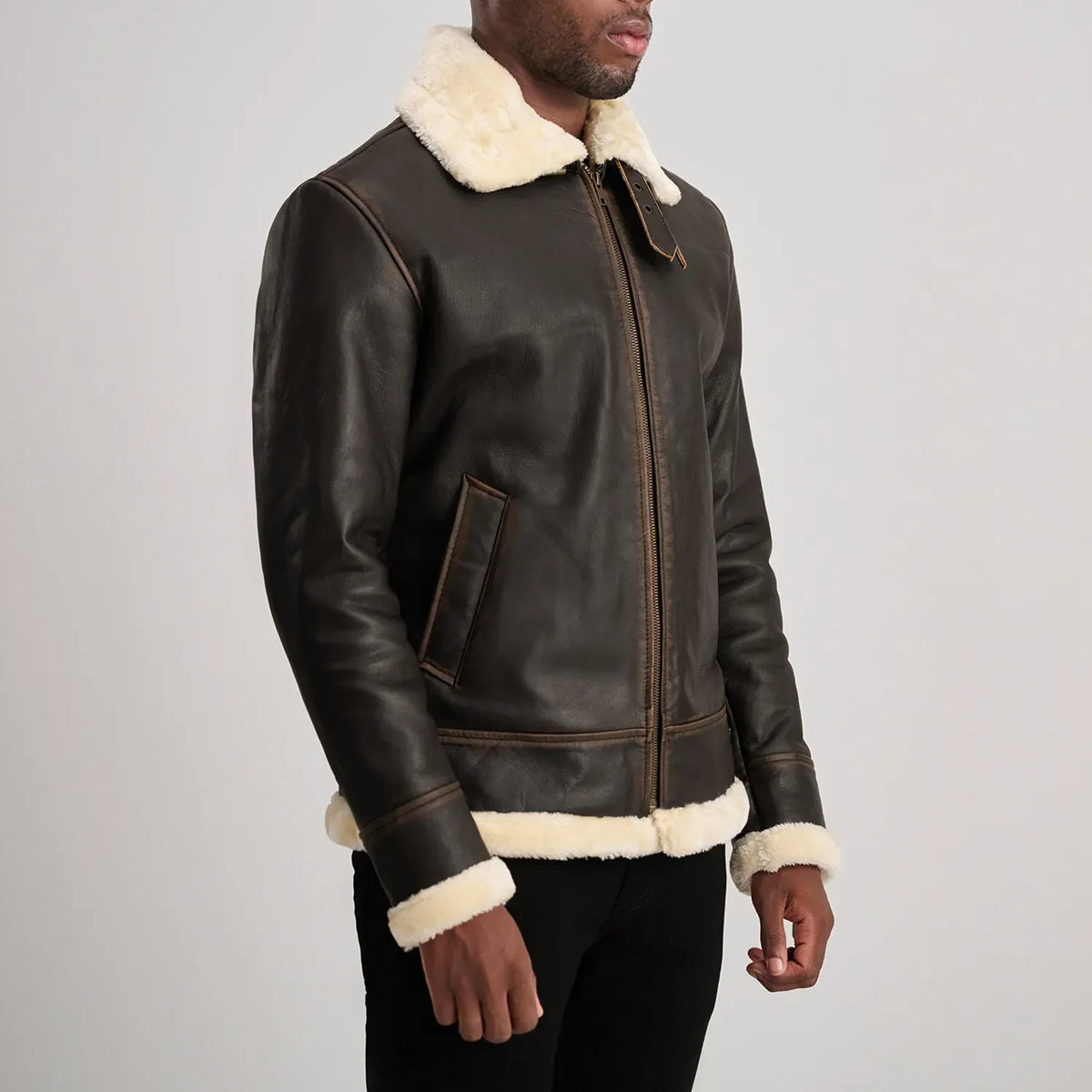 
Francis B-3 Schwarz Leder-Bomberjacke für Herren – alternate product view 2