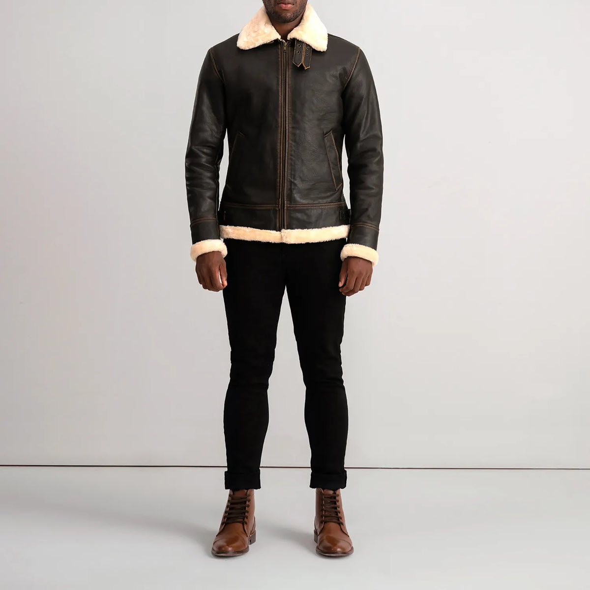 
Francis B-3 Schwarz Leder-Bomberjacke für Herren – alternate product view 3