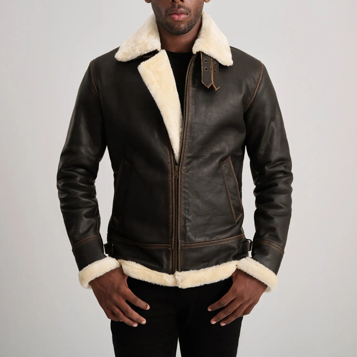 
Francis B-3 Schwarz Leder-Bomberjacke für Herren – alternate product view 4