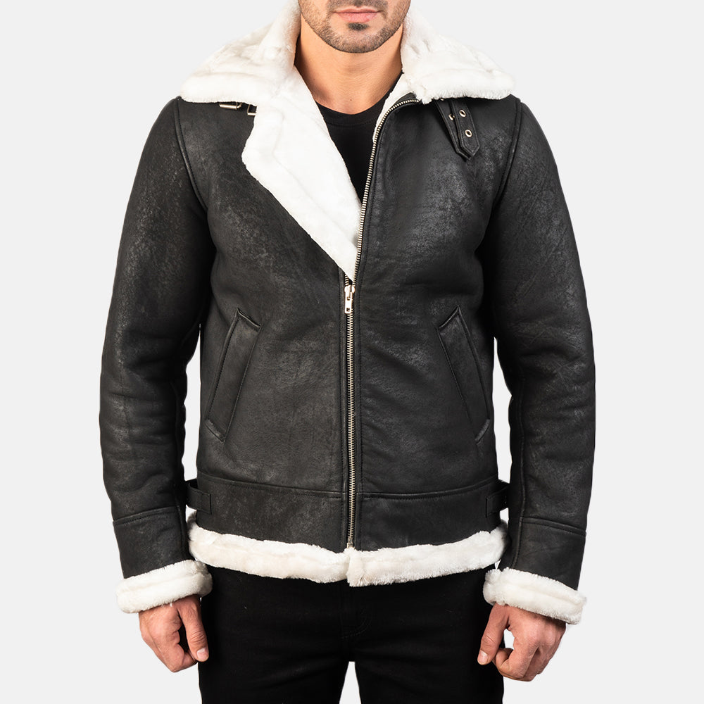 
Francis B-3 Schwarz Leder-Bomberjacke für Herren – alternate product view 1