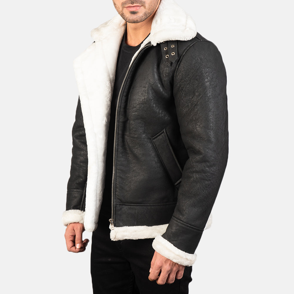 
Francis B-3 Schwarz Leder-Bomberjacke für Herren – alternate product view 2