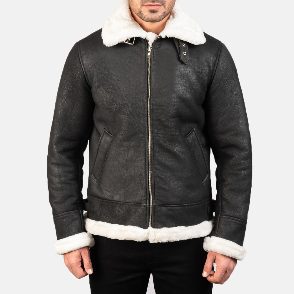 
Francis B-3 Schwarz Leder-Bomberjacke für Herren – alternate product view 4