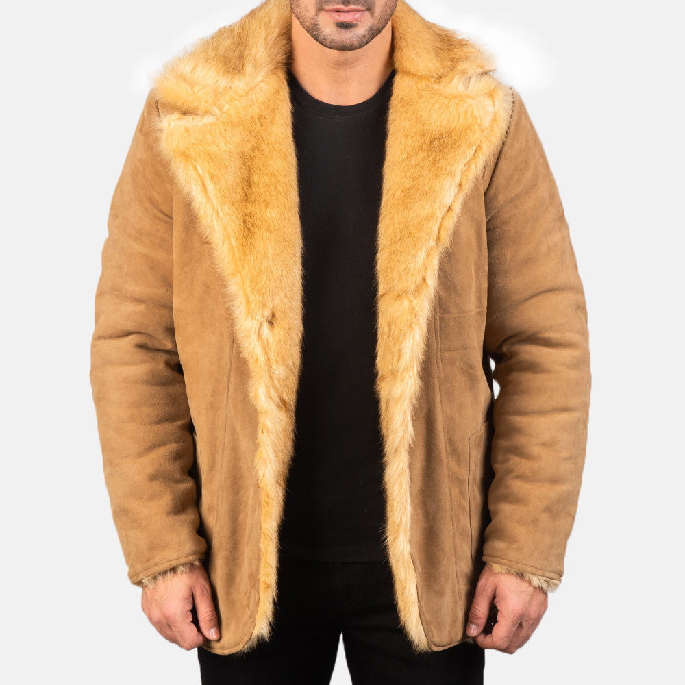 Beige Goatskin suede Jacket - Rückansicht mit passgenauen Schultern &amp; sauberem Saum