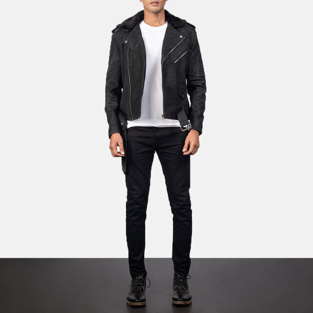 Furton Leder-Bikerjacke für Herren – Zusätzliche Produktansicht 3
