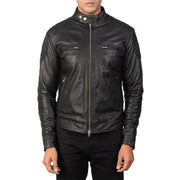 Detailansicht of Band with snap buttons &amp; Zipper Hardware on Men's Gatsby Quilted Black Leather Biker Jacket