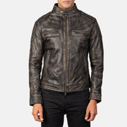Men's Gatsby Quilted Distressed Brown Leather Jacket - Seitenansicht mit ergonomischem Ärmelschnitt