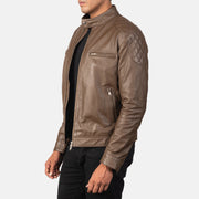 Dark Brown Sheepskin Leather Biker Jacket - Rückansicht mit passgenauen Schultern &amp; sauberem Saum