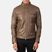 Detailansicht of Band with snap buttons &amp; Zipper Hardware on Gatsby Mocha Leder-Bikerjacke für Herren
