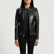 
Black Sheepskin Leather Biker Jacket - Rückansicht mit passgenauen Schultern & sauberem Saum
