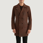 
Half Life Braun Ledermantel für Herren in Distressed Brown Cowhide Leather - Vorderansicht & maßgeschneiderte Silhouette | Online Kaufen