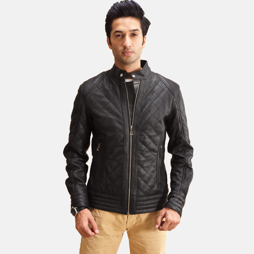 Henry Gesteppt Schwarz Lederjacke für Herren