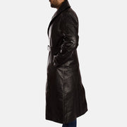 
Detailansicht of Notch & Button & Waist belt Hardware on Hooligan Schwarz Leder-Trenchcoat für Herren