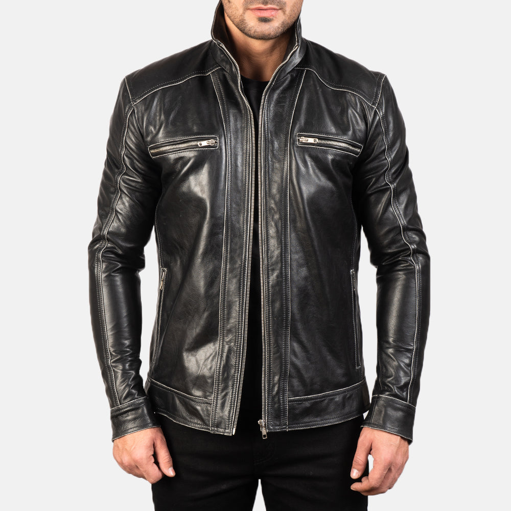 
Hudson Leder-Bikerjacke für Herren - Vorderansicht & maßgeschneiderte Silhouette | Online Kaufen