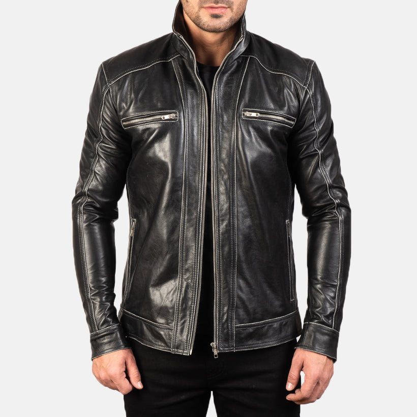 Hudson Leder-Bikerjacke für Herren
