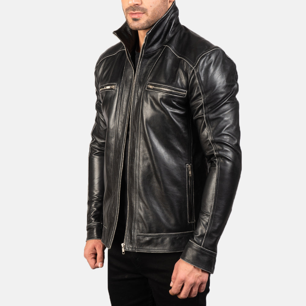 
Hudson Leder-Bikerjacke für Herren - Rückansicht mit passgenauen Schultern & sauberem Saum
