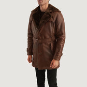 
Hunter Vintage-Braun Fur Ledermantel für Herren - Rückansicht mit passgenauen Schultern & sauberem Saum