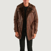 
Hunter Vintage-Braun Fur Ledermantel für Herren - Seitenansicht mit ergonomischem Ärmelschnitt & sportlicher Passform