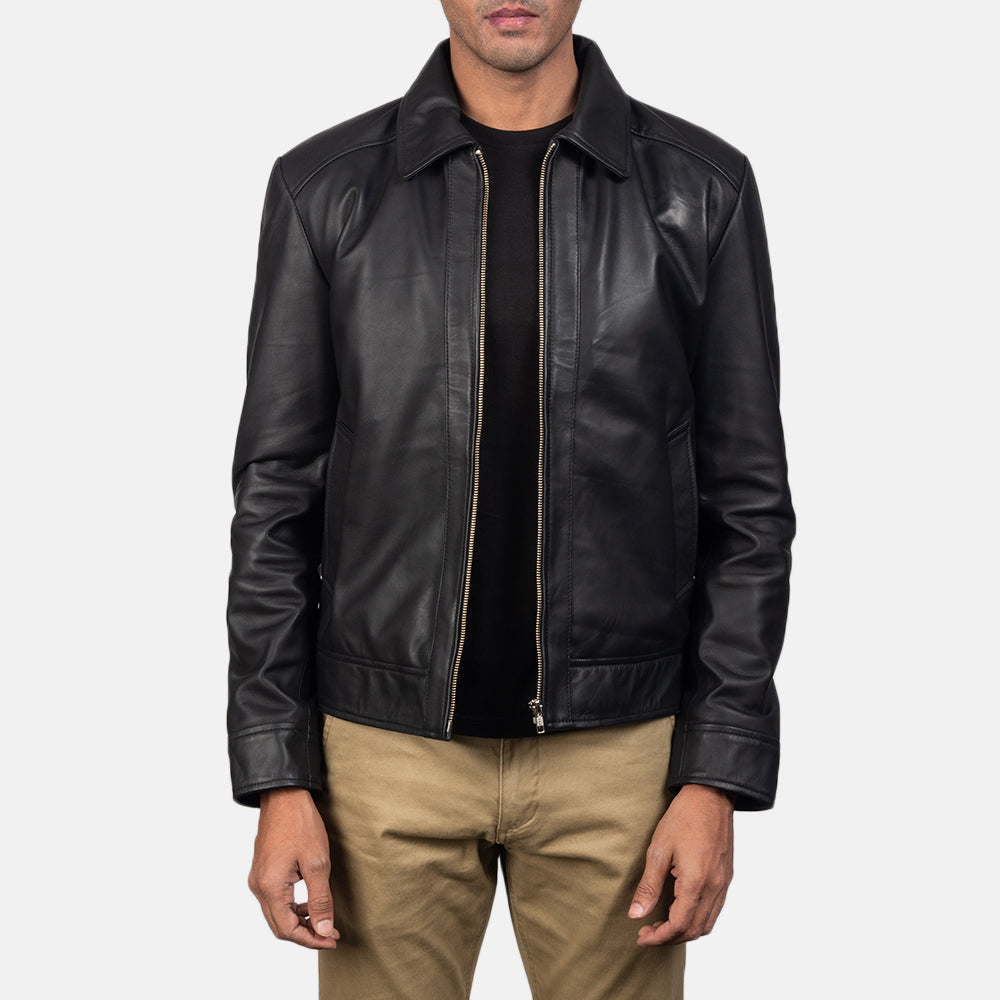 Men's Inferno Braun Lederjacke für Herren in Distressed Brown Sheep Skin Burnishing - Vorderansicht &amp; maßgeschneiderte Silhouette | Online Kaufen