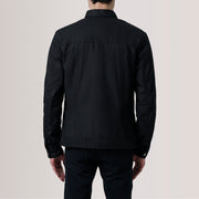 Detailansicht of Classic Collar &amp; Button Hardware on Irwin Schwarz Waxed Canvas Field Lederjacke für Herren For Men