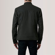 Detailansicht of Classic Collar &amp; Button Hardware on Irwin Olive Waxed Canvas Field Lederjacke für Herren For Men