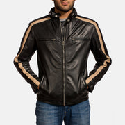 Black Sheepskin Leather Biker Jacket - Rückansicht mit passgenauen Schultern &amp; sauberem Saum