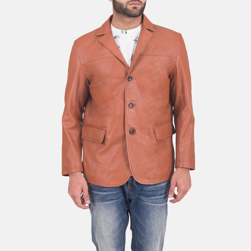James Hellbraun Braun Lederblazer für Herren