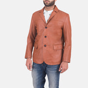 
Brown Sheepskin leather Blazer - Rückansicht mit passgenauen Schultern & sauberem Saum