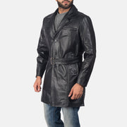 Black Cowhide leather Coat - Rückansicht mit passgenauen Schultern &amp; sauberem Saum