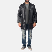 Men's Jordan Schwarz Ledermantel für Herren - Seitenansicht mit ergonomischem Ärmelschnitt