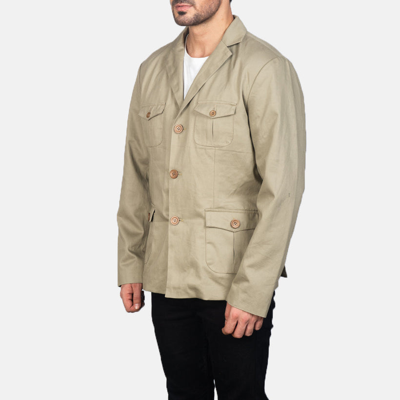 Kajetan Beige Safari Lederjacke für Herren