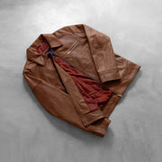Lavendard Leder-Bikerjacke für Herren – Zusätzliche Produktansicht 8