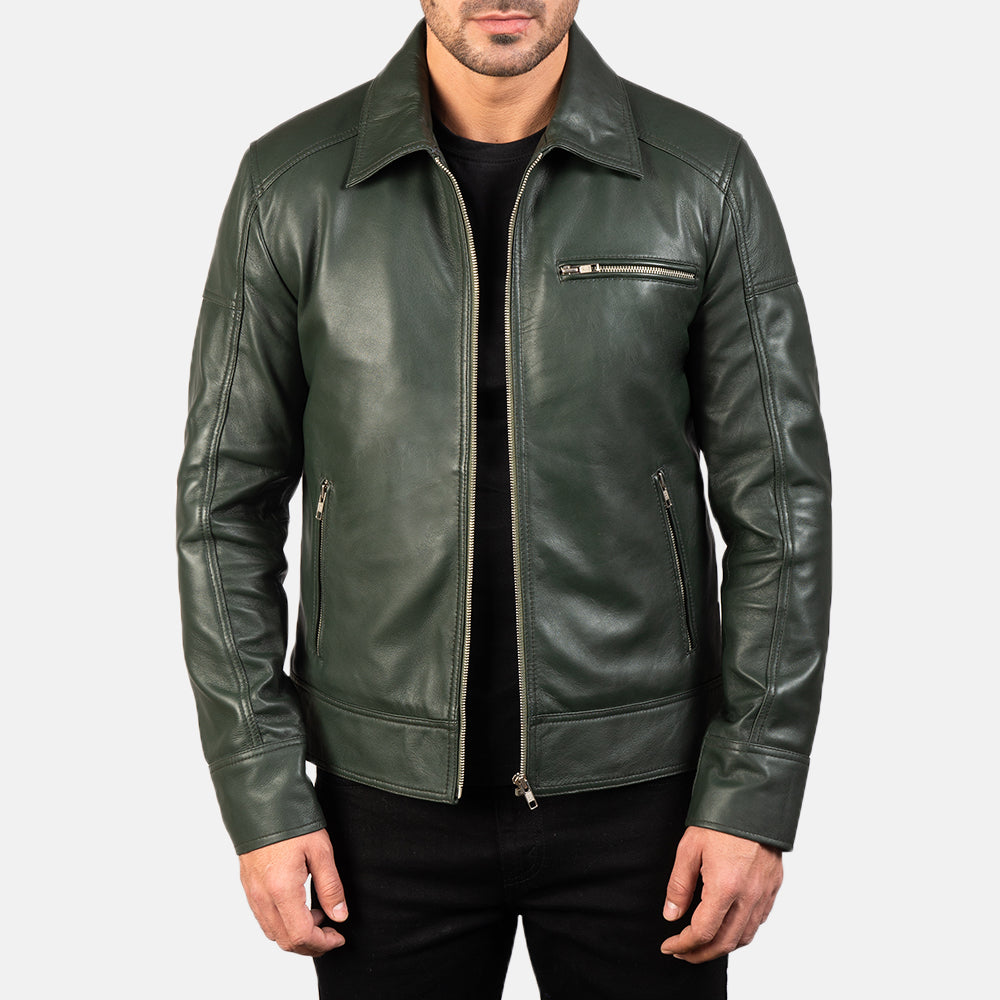 Lavendard Leder-Bikerjacke für Herren – Zusätzliche Produktansicht 1