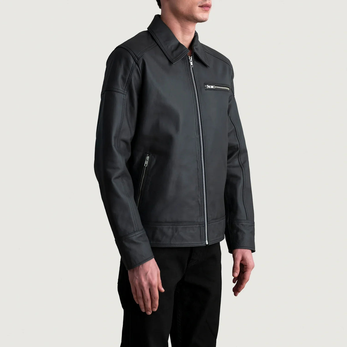 Lavendard Leder-Bikerjacke für Herren – Zusätzliche Produktansicht 2