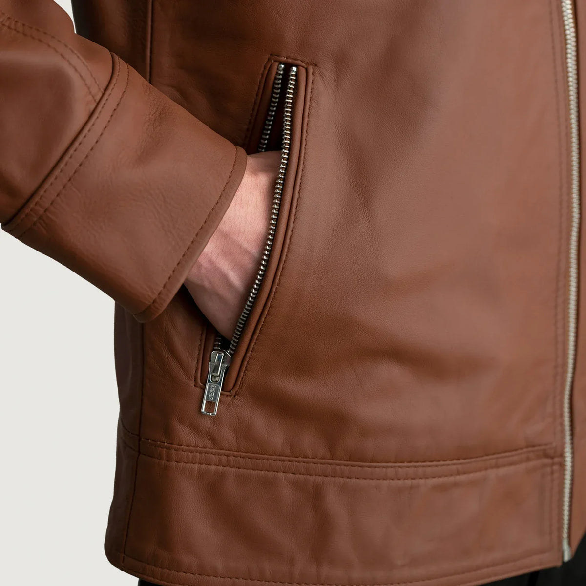 Lavendard Leder-Bikerjacke für Herren – Zusätzliche Produktansicht 5