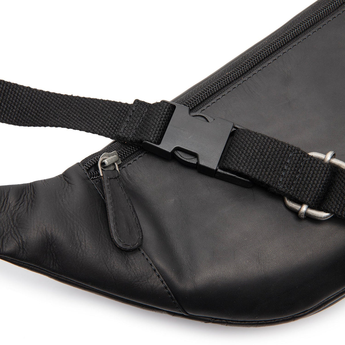 Solid Antique Brass Hardware &amp; Heavy-Duty Dual Zipper Detail on Vernio Full-Grain Ledergürtel Bag für Damen