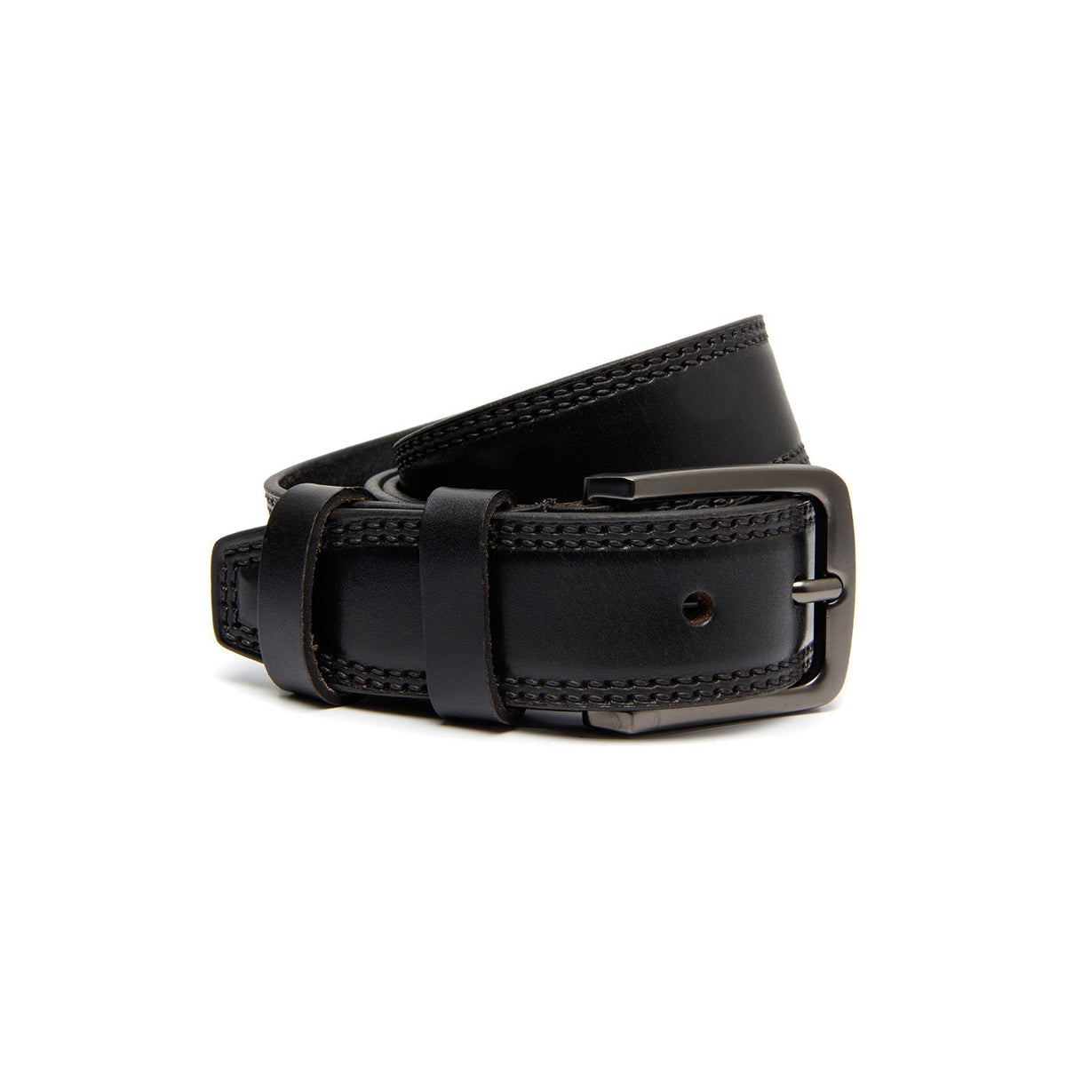 Manovo Full-Grain Ledergürtel für Herren in Classic 100% Full-Grain Leather - Full Exterior Front Profile View | Online Kaufen