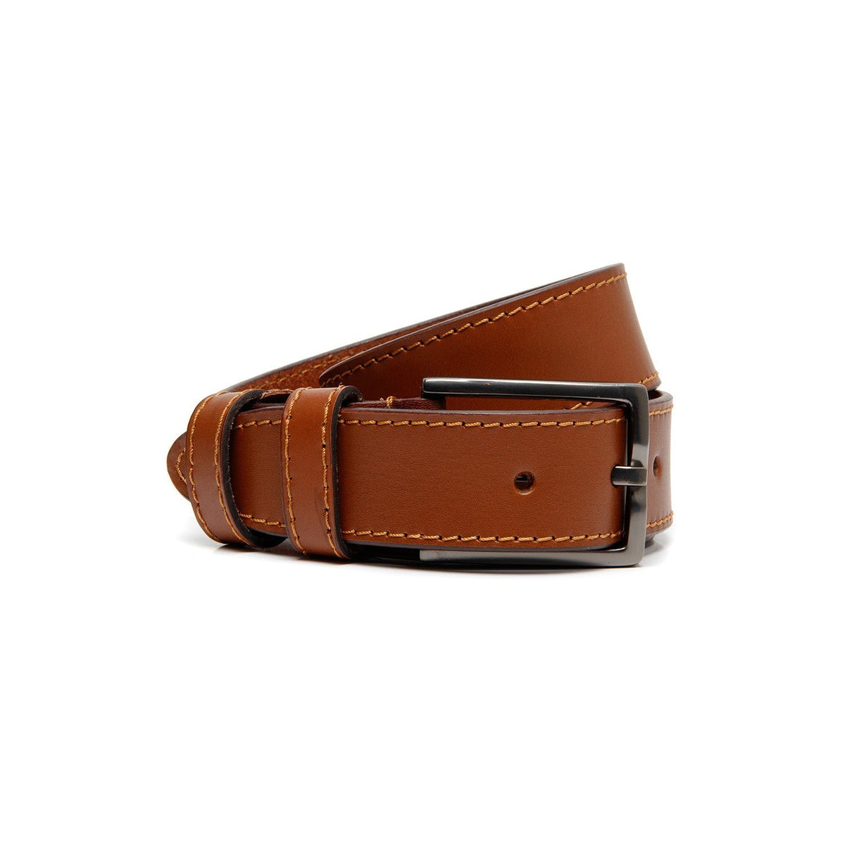 
Cognac Leather Belt Tanaro, front view