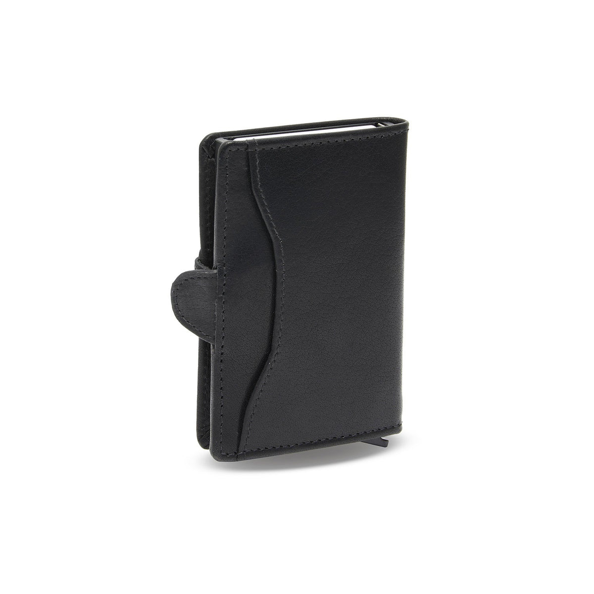 Classic 100% Full-Grain Leather Card Holder - Rear Perspective Showing Reinforced Leather Straps &amp; Stitching