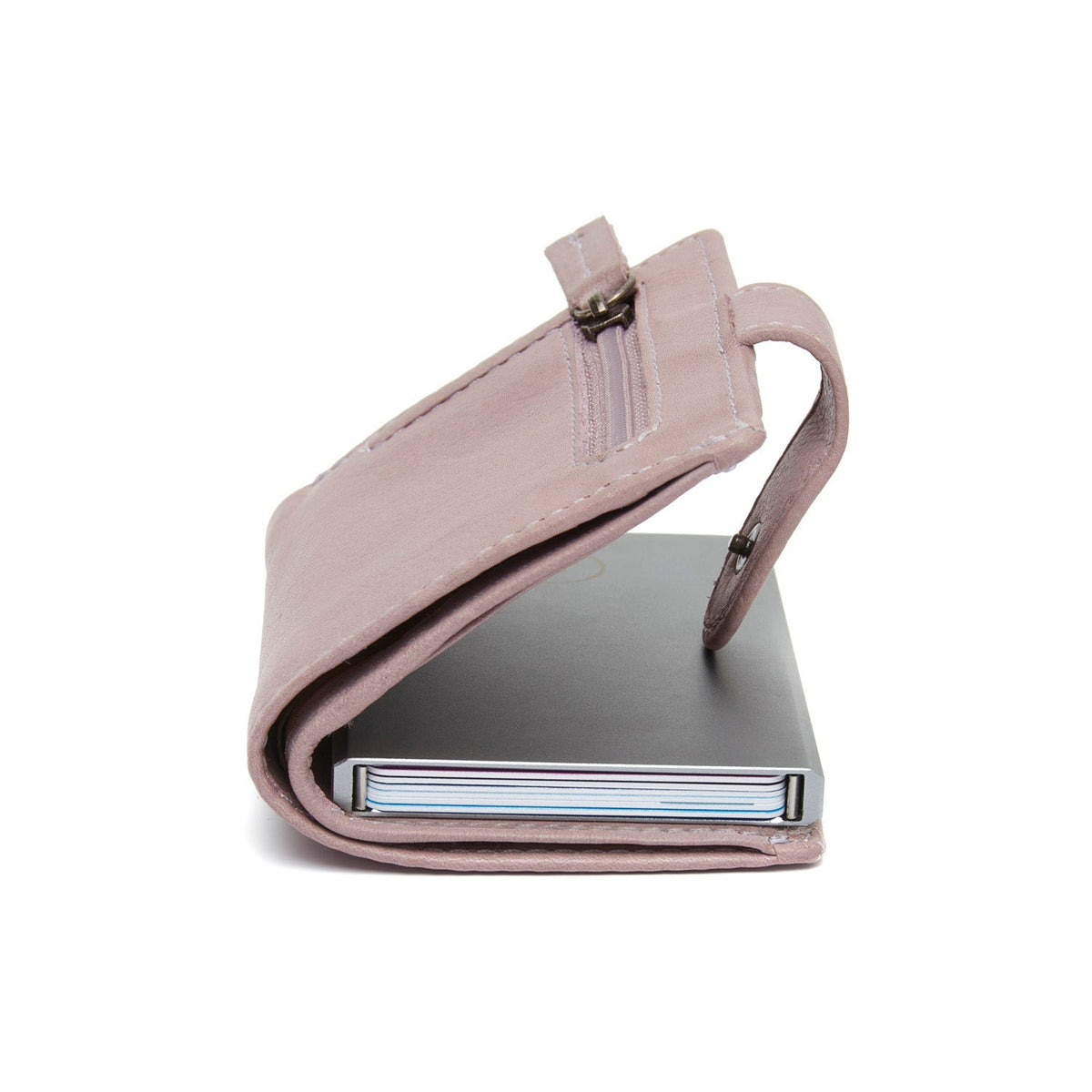 Solid Antique Brass Hardware &amp; Heavy-Duty Dual Zipper Detail on Kaunas Full-Grain Leather Card Holder für Damen