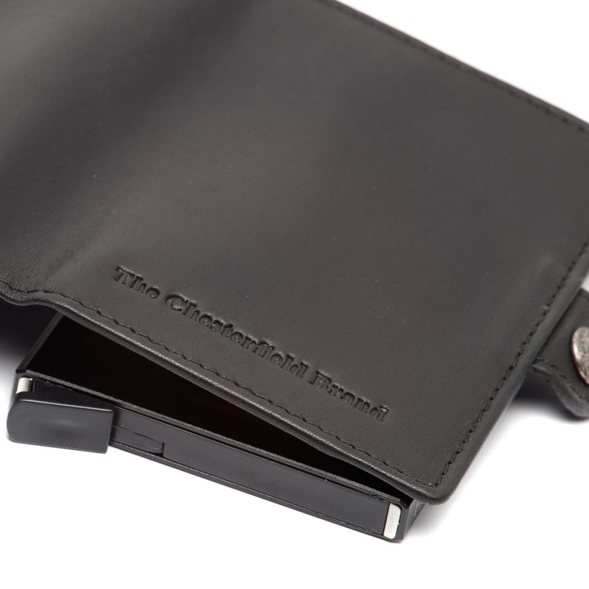 Lagos Full-Grain Leather Card Holder für Damen - Structured Side Profile Showing Gusset Depth &amp; Expansion Capacity