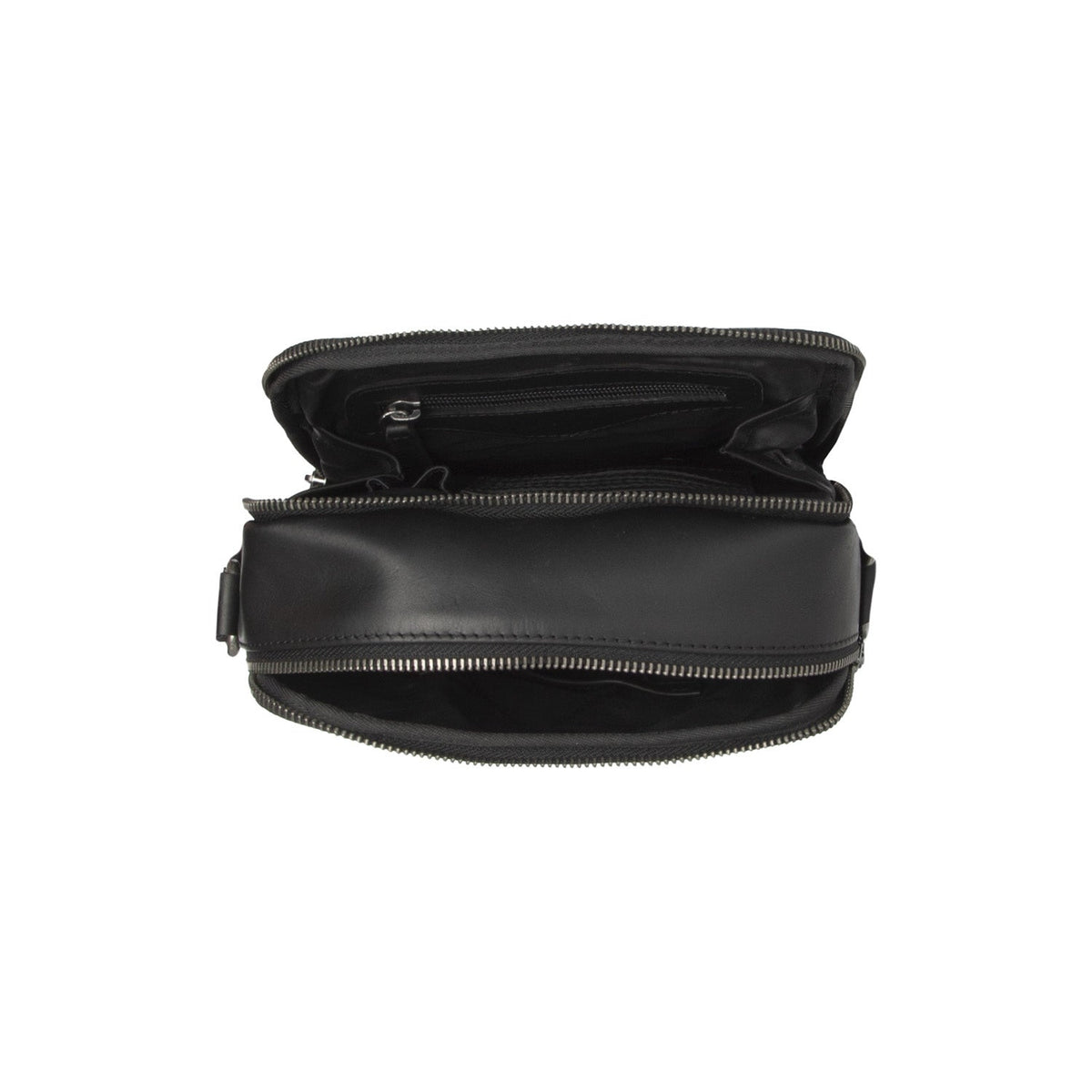
Solid Antique Brass Hardware & Heavy-Duty Dual Zipper Detail on Arendal Vollnarbenleder-Umhängetasche