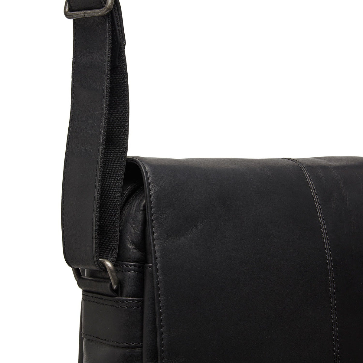 Raphael Full-Grain Leather Crossbody Bag für Herren - Structured Side Profile Showing Gusset Depth &amp; Expansion Capacity
