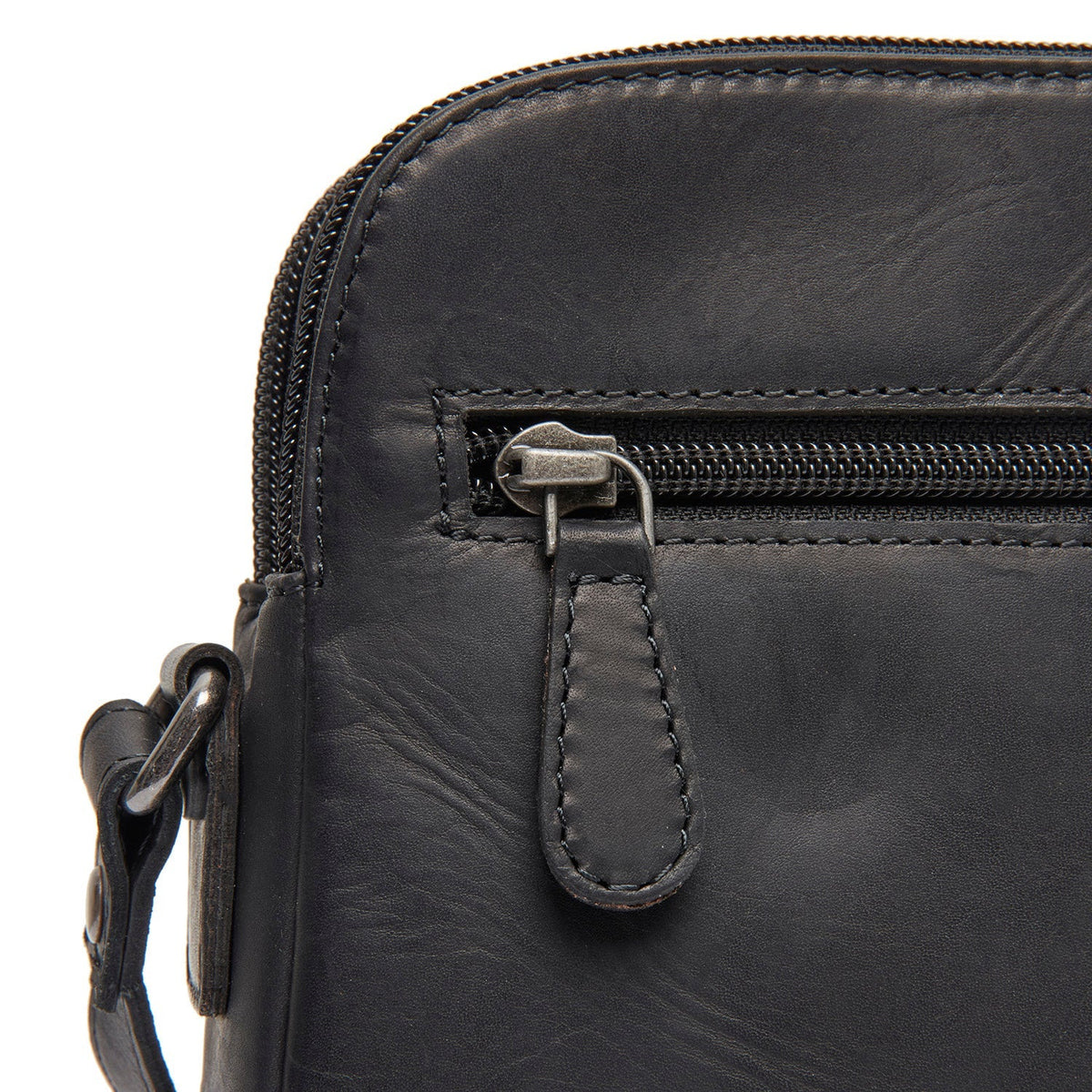Vionne Vollnarbenleder Crossbody-Tasche - Structured Side Profile Showing Gusset Depth &amp; Expansion Capacity