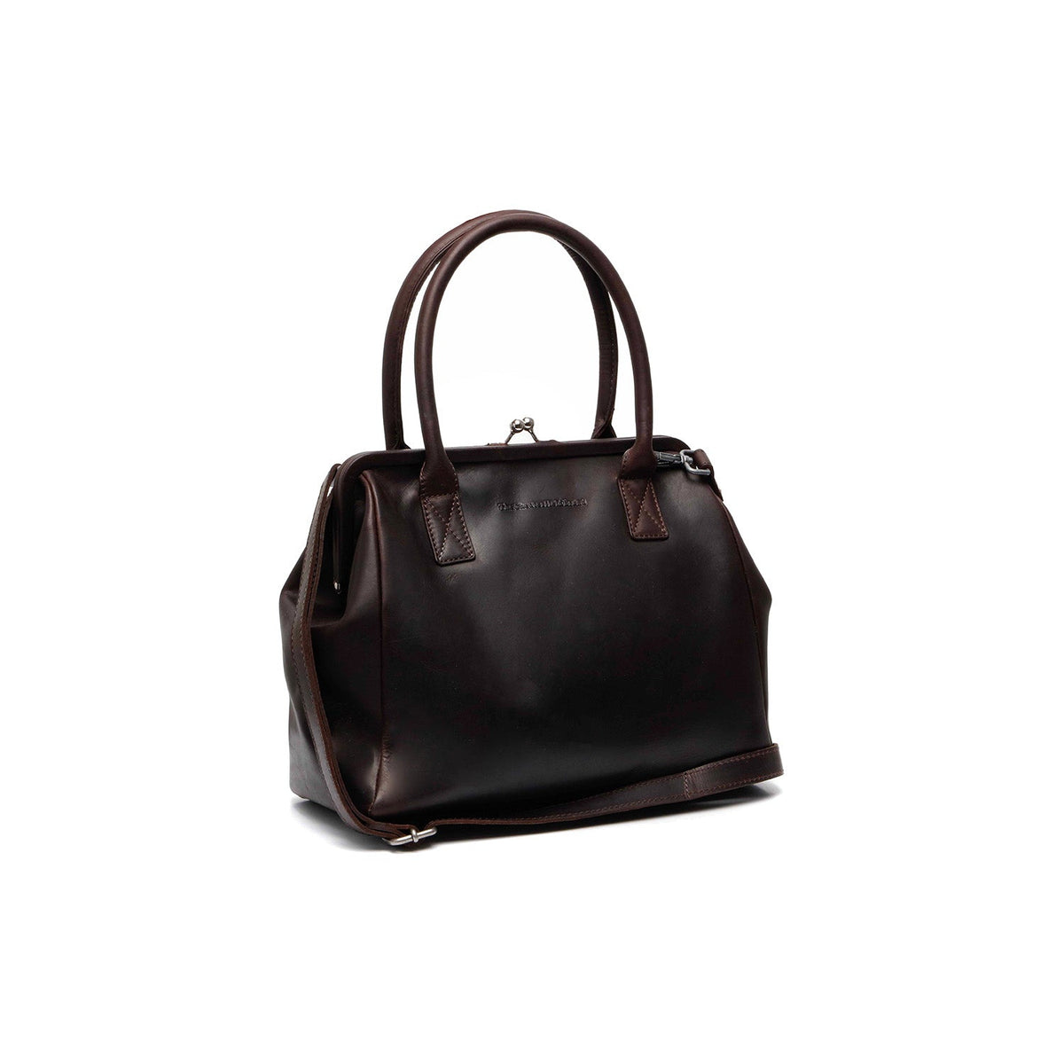 Tailored Rib Cuffs &amp; Hem Craftsmanship Construction Detail on Dorin Full-Grain Leather Handbag für Damen