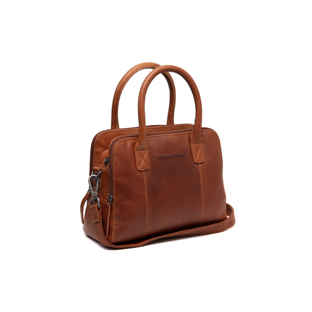 Tailored Rib Cuffs &amp; Hem Craftsmanship Construction Detail on Ezra Full-Grain Leather Handbag für Damen