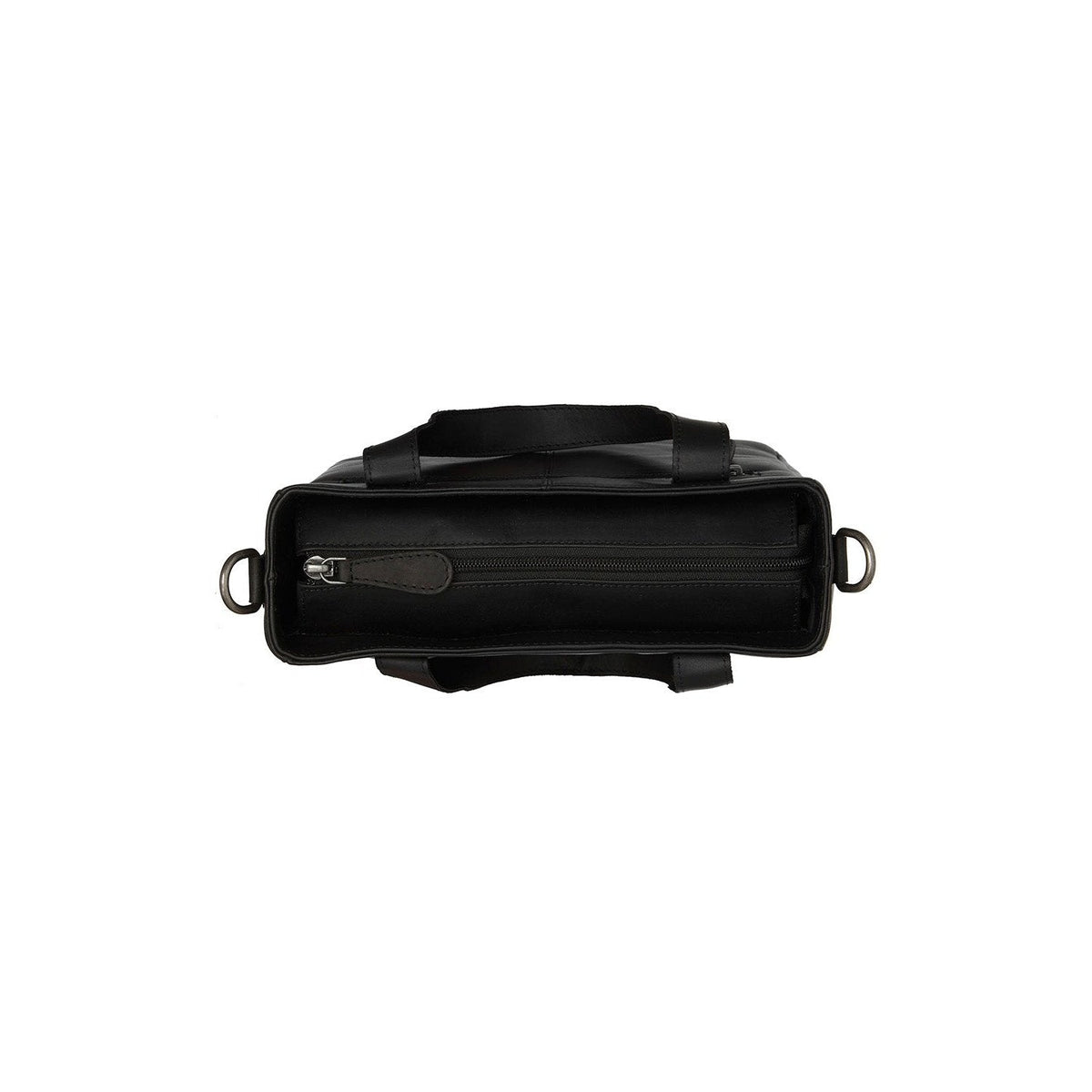 Close-Up Detail of Classic Collar & Heavy-Duty Zipper Hardware on Lingfield Full-Grain Leather Handbag